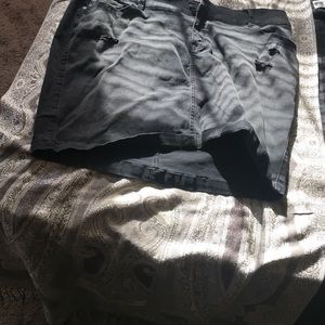 Black denim distressed miniskirt